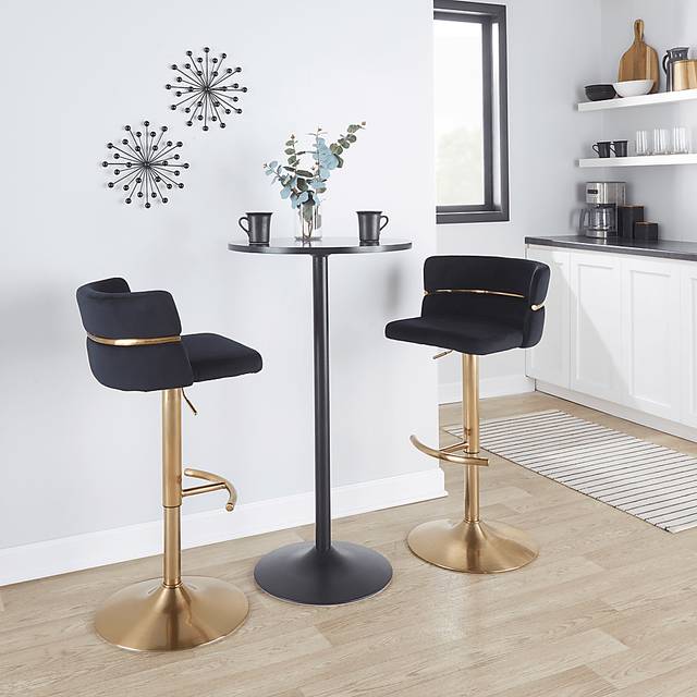 Percivale VI Black Adjustable Barstool, Set of 2 - Thumbnail - Image 3