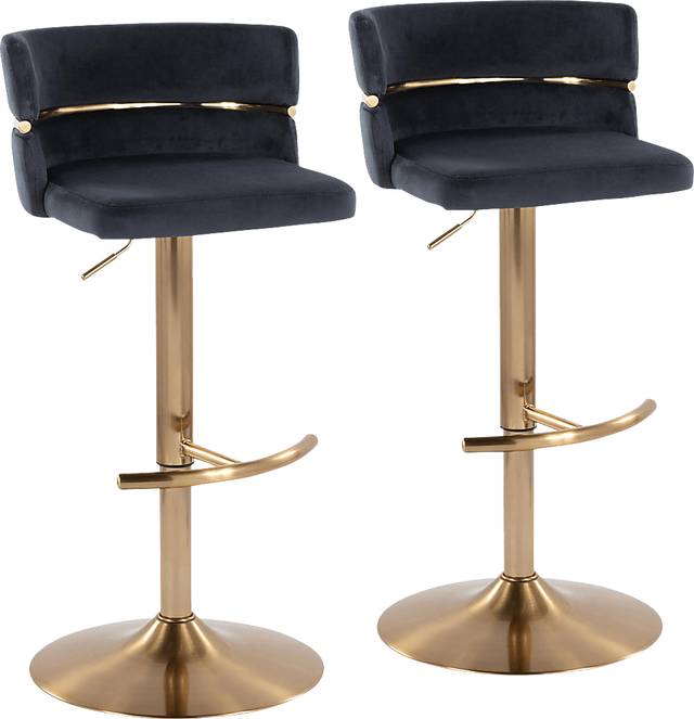 Percivale VI Black Adjustable Barstool, Set of 2 - Thumbnail - Image 1