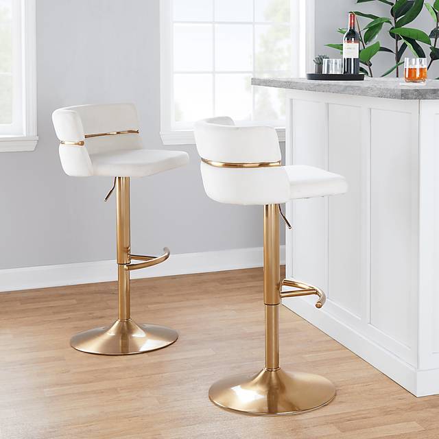 Percivale VI Cream Adjustable Barstool, Set of 2 - Thumbnail - Image 2