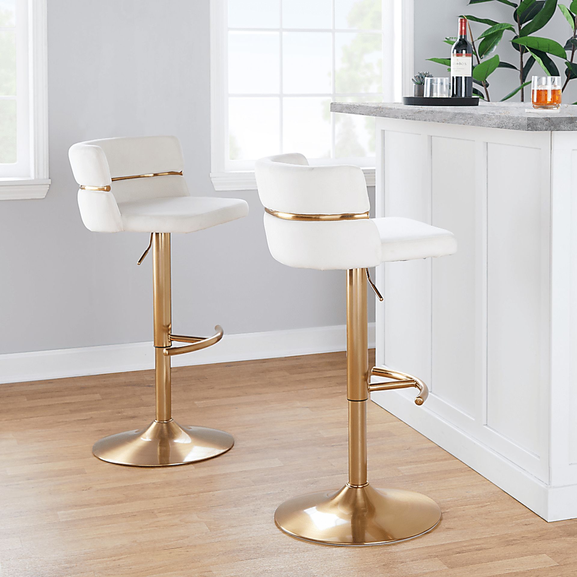 Percivale VI Cream Adjustable Barstool, Set of 2 - Image 2