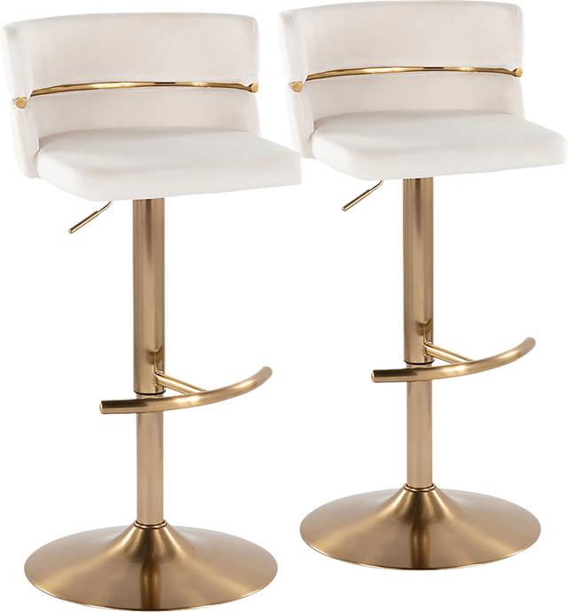 Percivale VI Cream Adjustable Barstool, Set of 2 - Thumbnail - Image 1