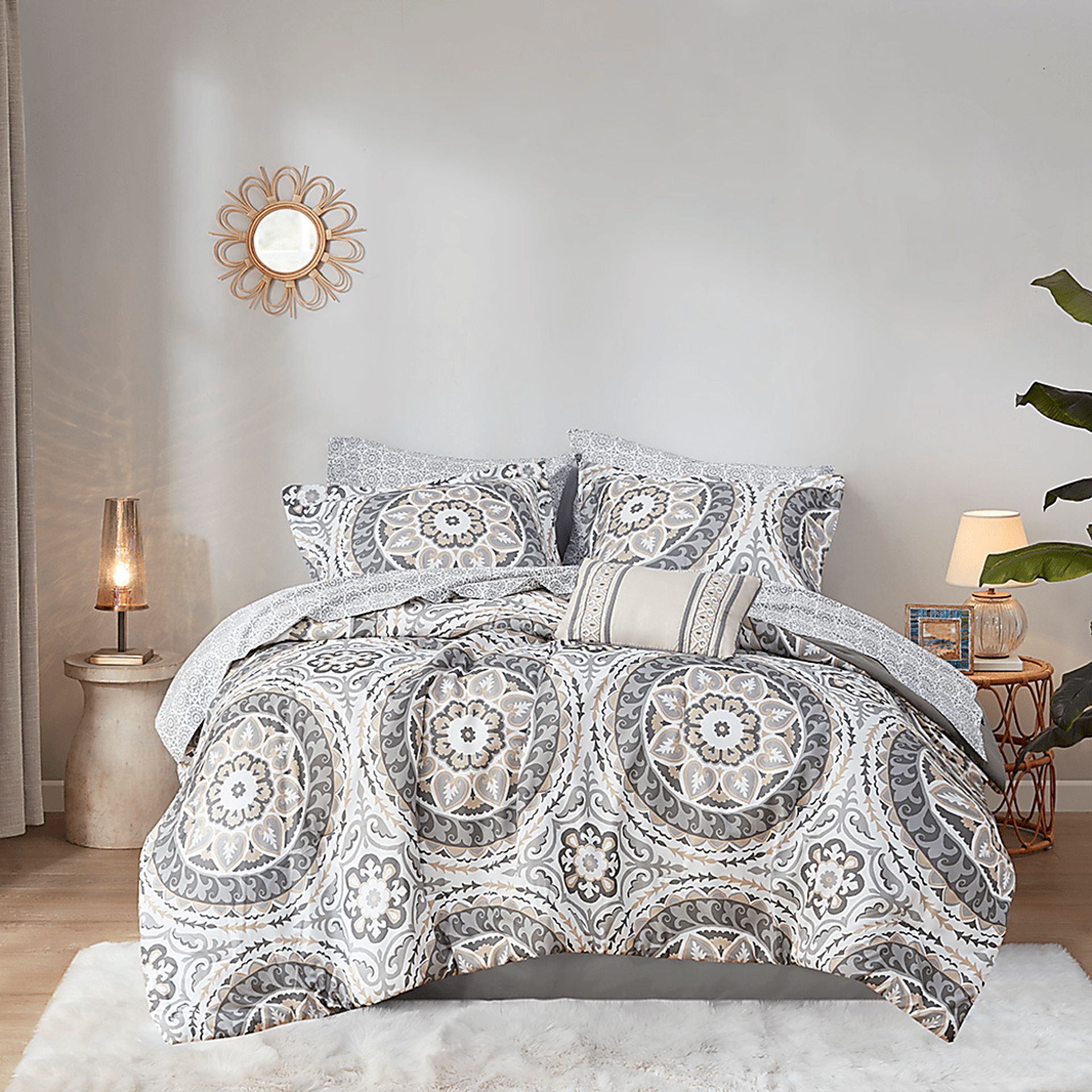 Periston Taupe 9 Pc California King Comforter Set - Image 18
