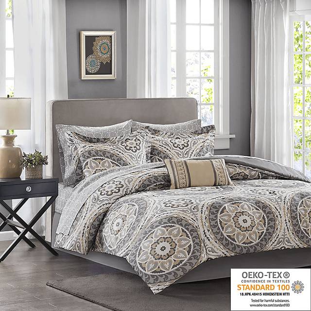 Periston Taupe 9 Pc California King Comforter Set - Thumbnail - Image 20