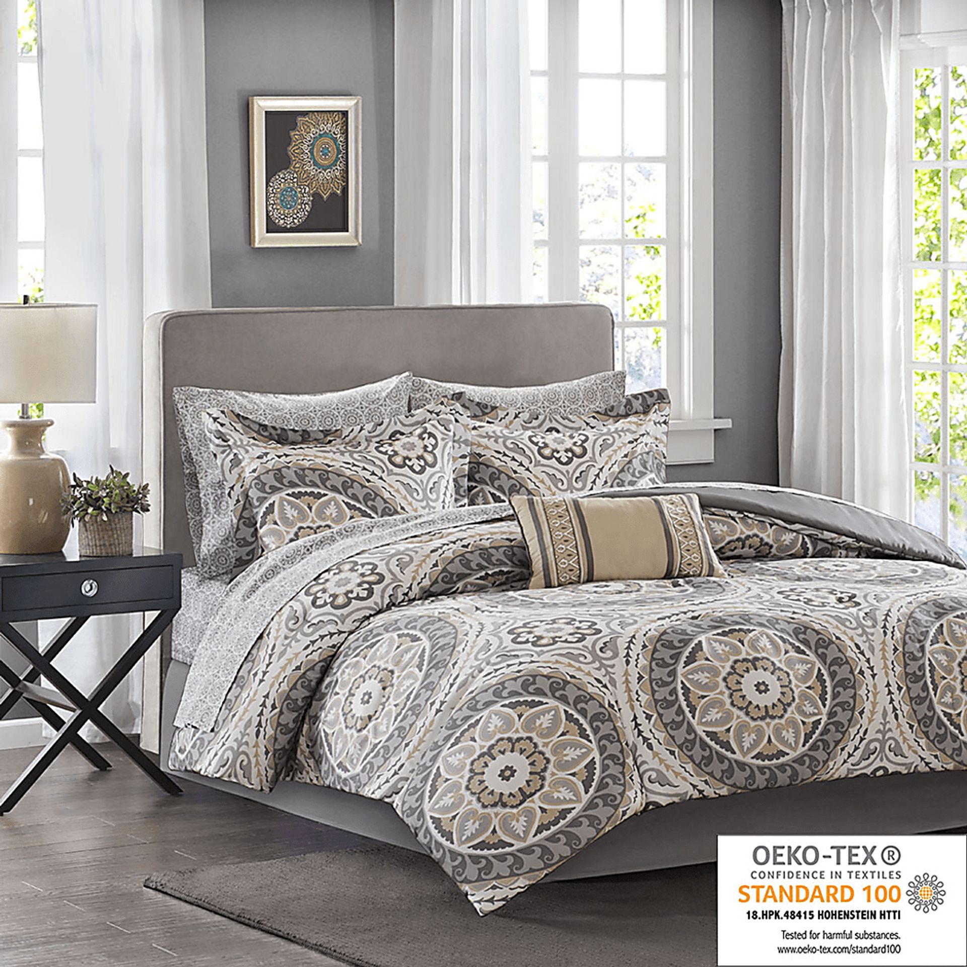Periston Taupe 9 Pc California King Comforter Set - Image 20