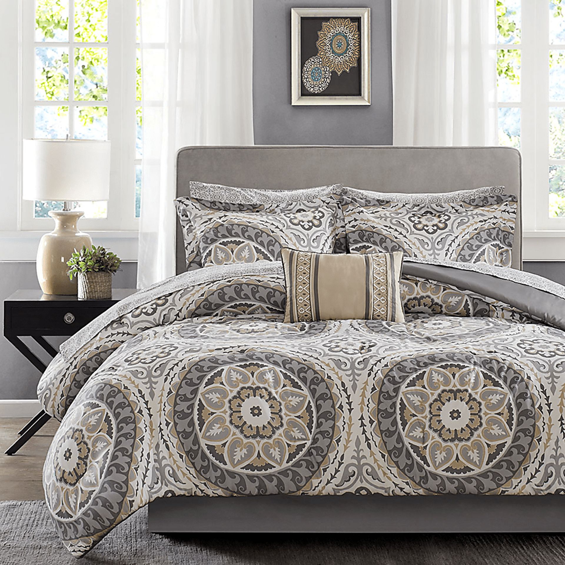 Periston Taupe 9 Pc Full Comforter Set - Image 17