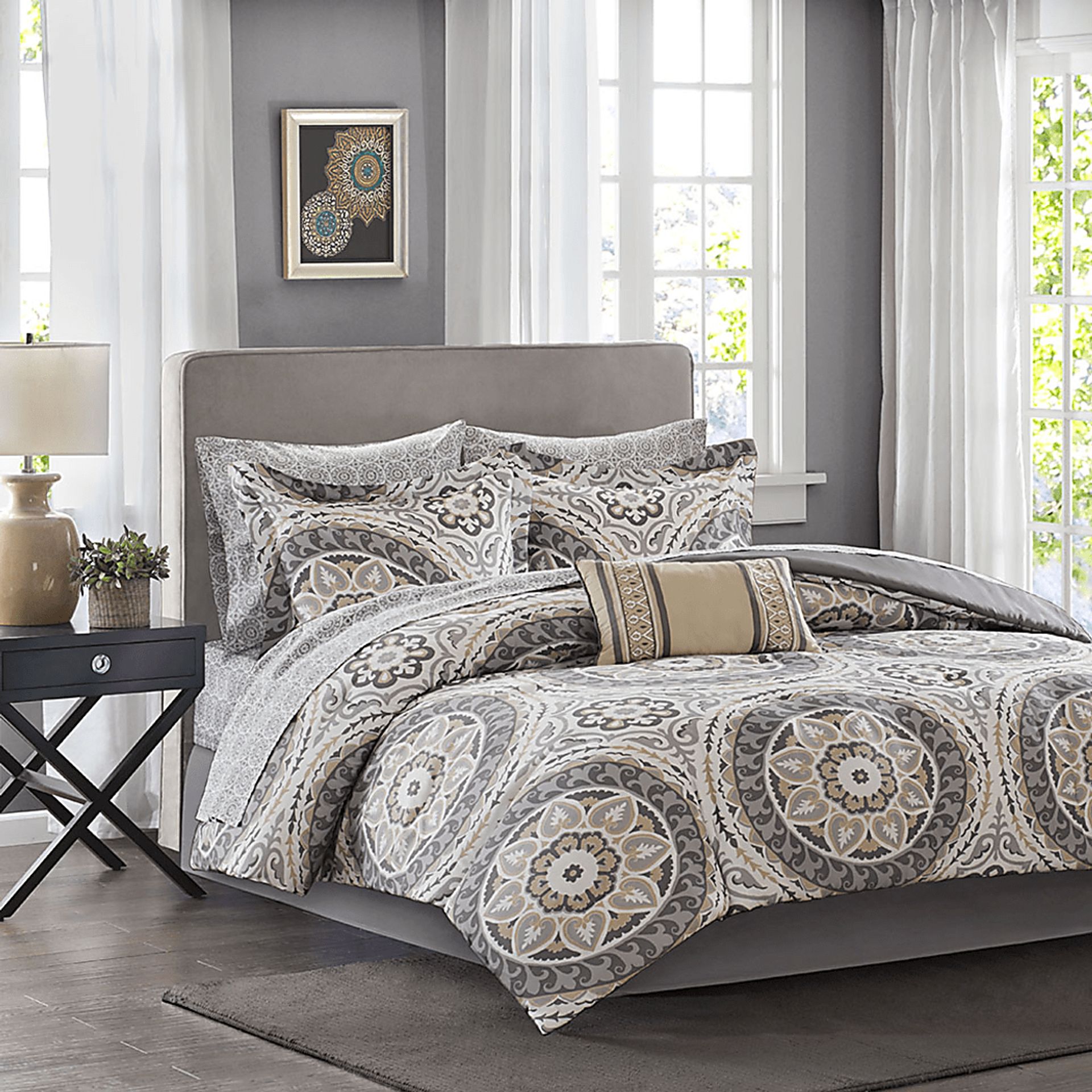 Periston Taupe 9 Pc Full Comforter Set - Image 19