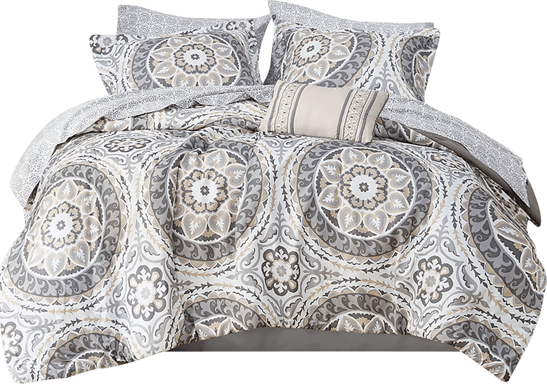 Periston Taupe 9 Pc Full Comforter Set - Image 2