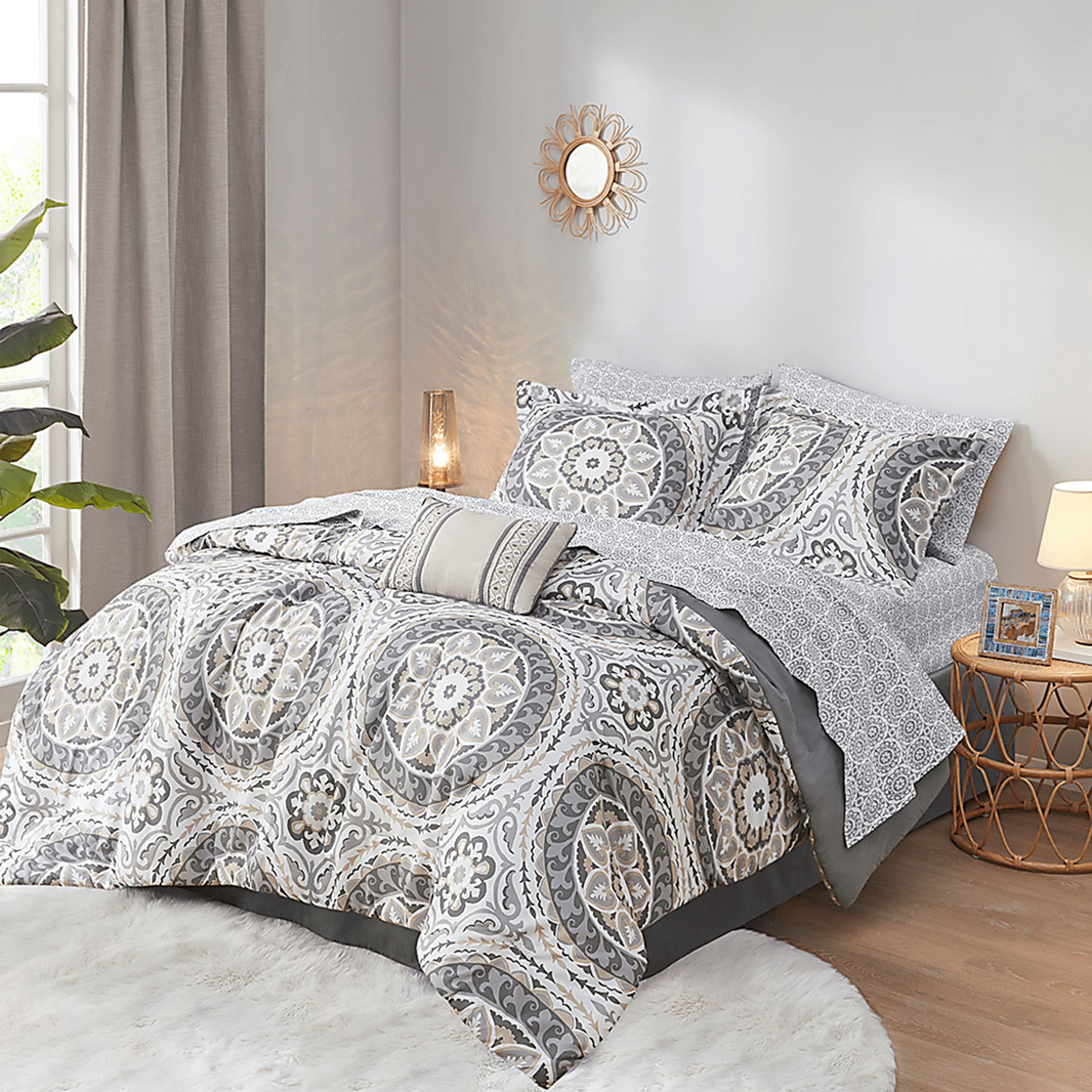 Periston Taupe 9 Pc Full Comforter Set - Image 1