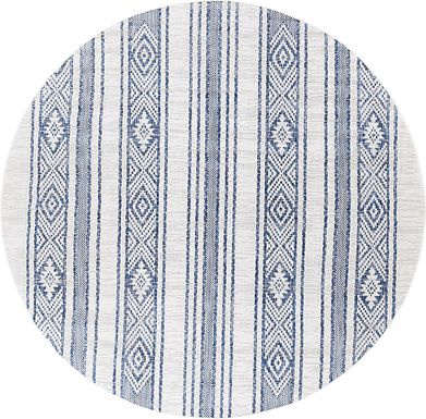 Perris Dark Blue 6'7 Round Indoor/Outdoor Rug