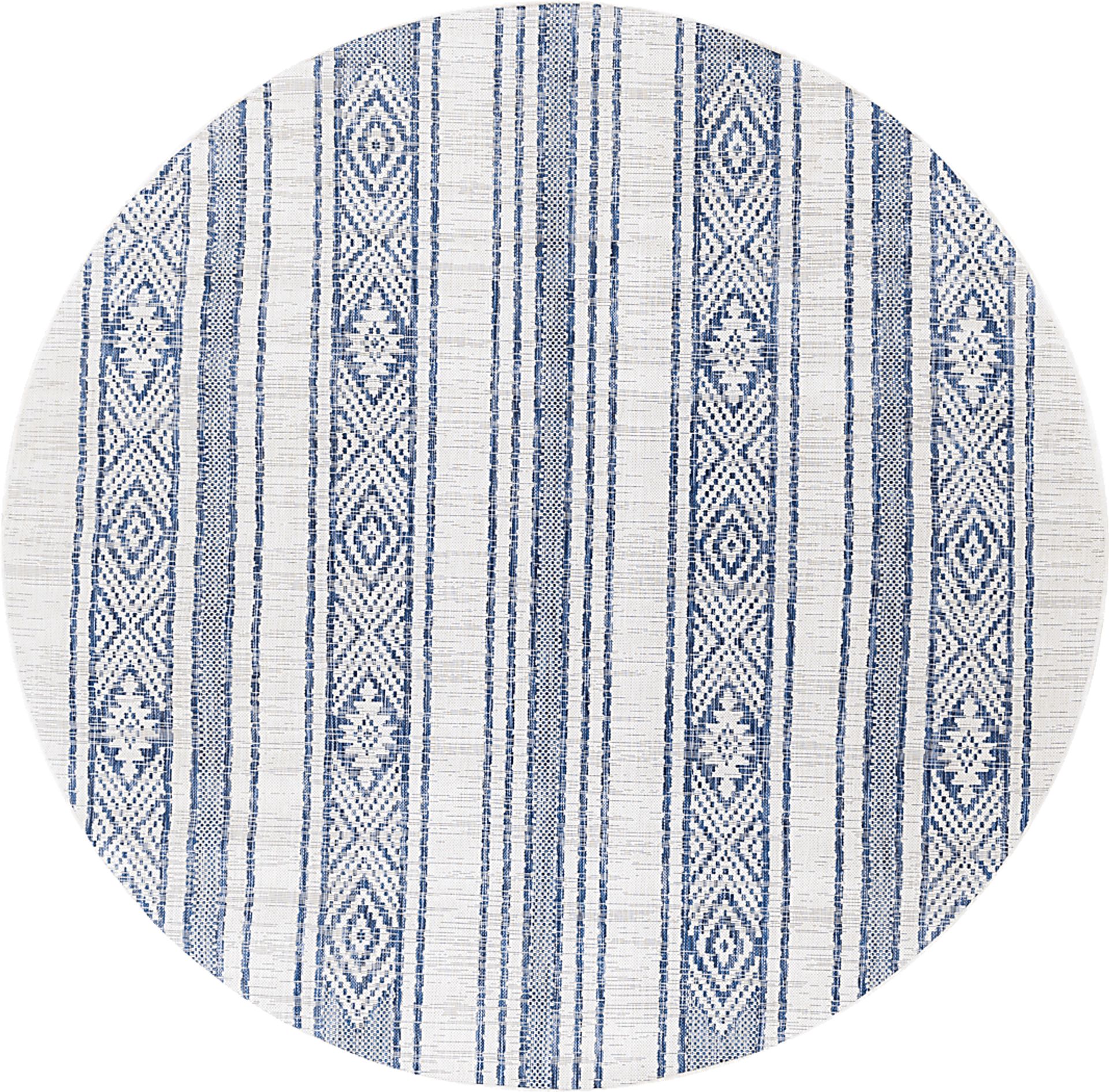 Perris Dark Blue 7'10 Round Indoor/Outdoor Rug - Image 1