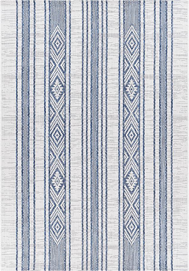 Perris Dark Blue 7'10 x 10'2 Indoor/Outdoor Rug - Thumbnail - Image 1