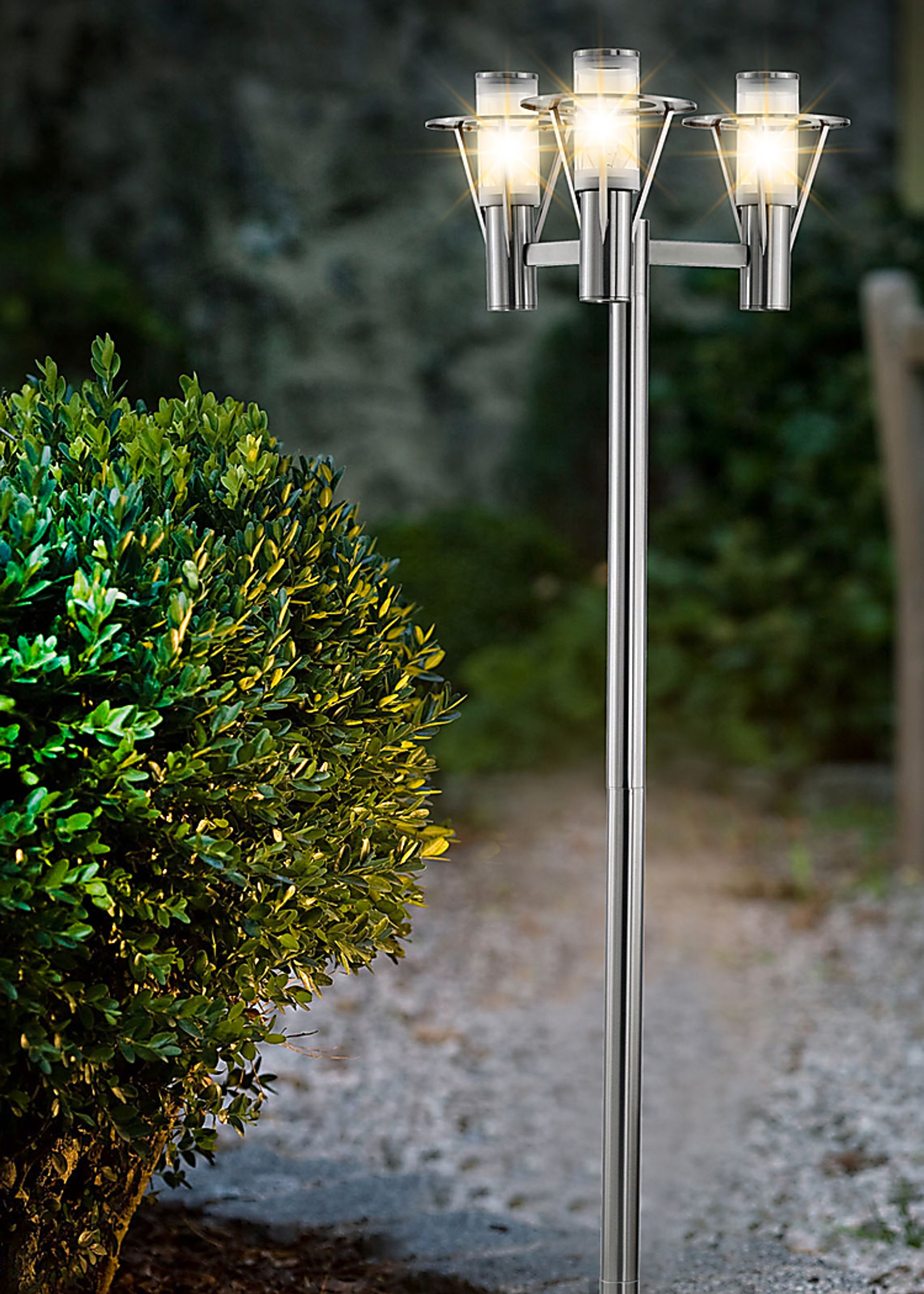 Perrott Bend Silver Outdoor 3 Light Floor Lamp - Image 2