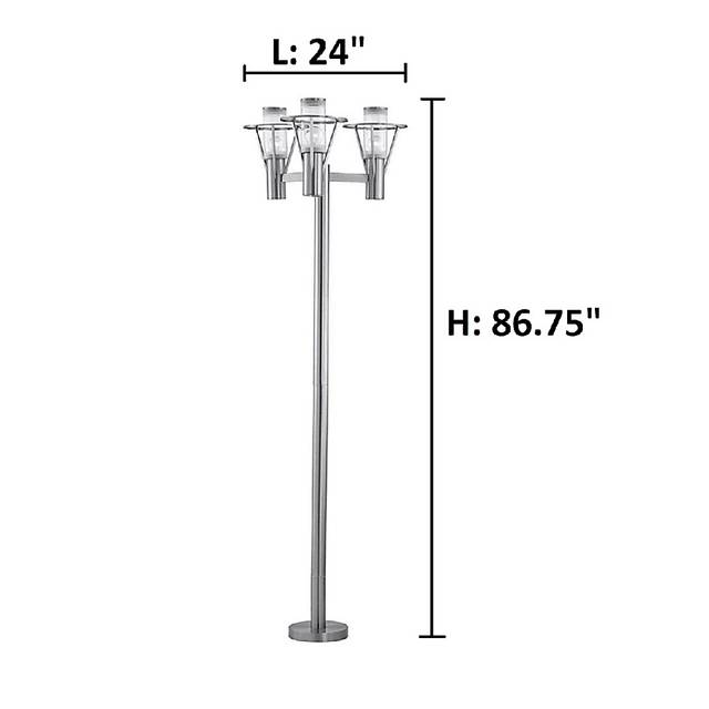Perrott Bend Silver Outdoor 3 Light Floor Lamp - Thumbnail - Image 3