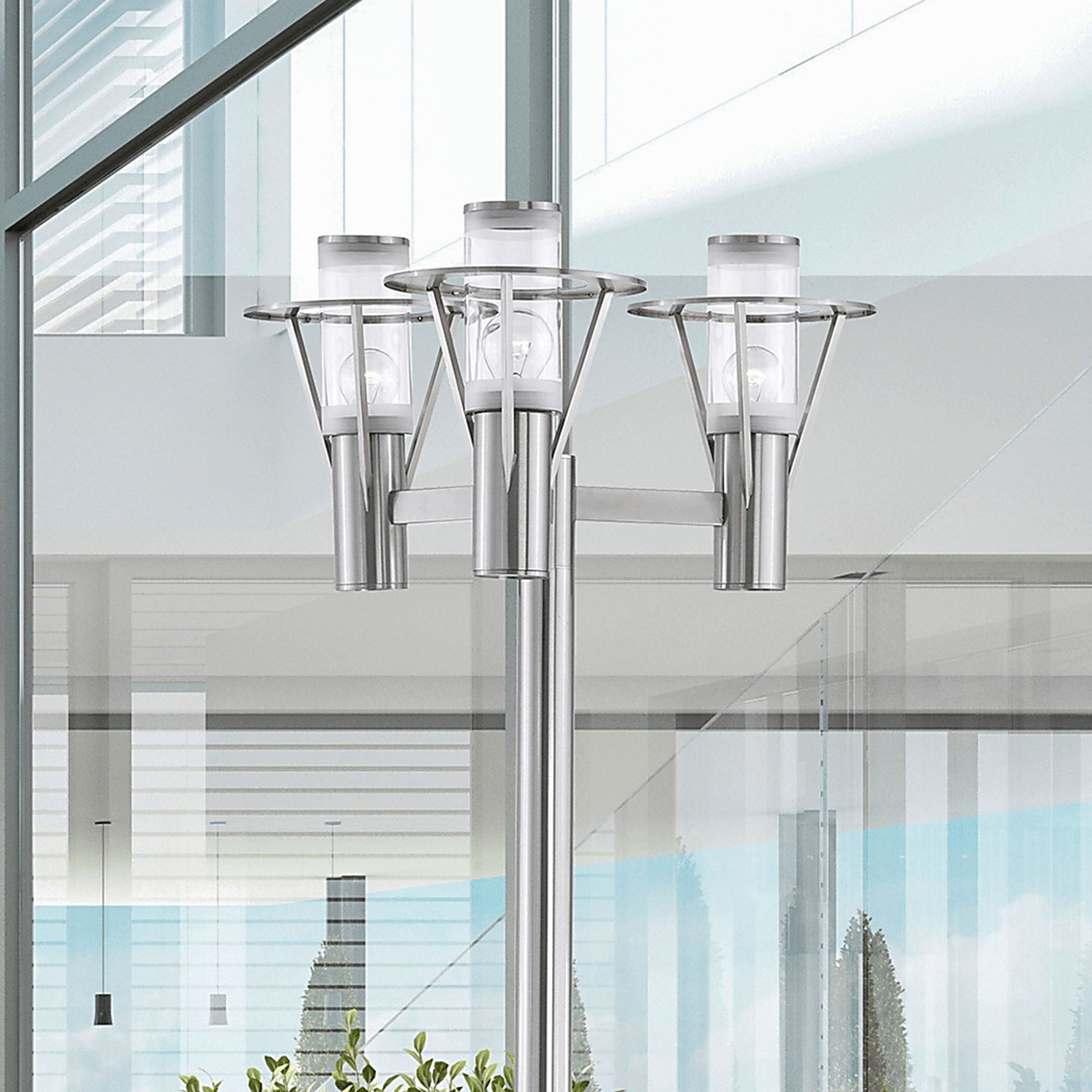 Perrott Bend Silver Outdoor 3 Light Floor Lamp - Image 4