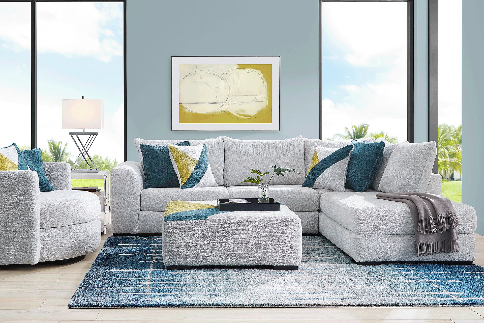 Perry Gray 3 Pc Sectional Living Room - Image 1