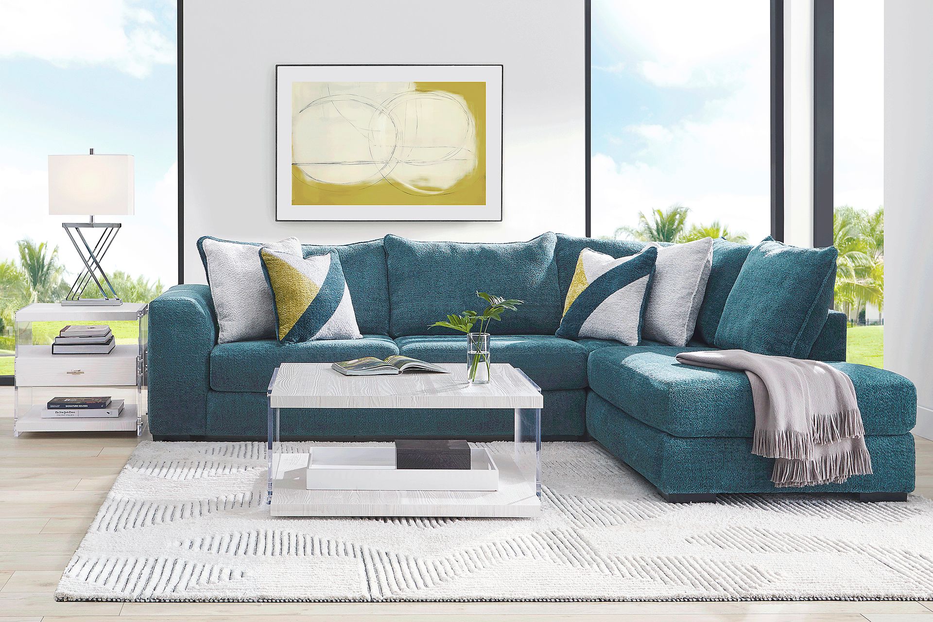 Perry Teal 5 Pc Sectional Living Room - Image 1