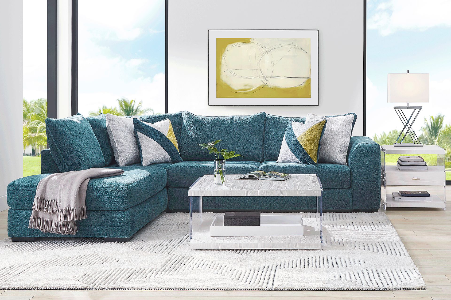 Perry Teal 5 Pc Sectional Living Room - Image 1