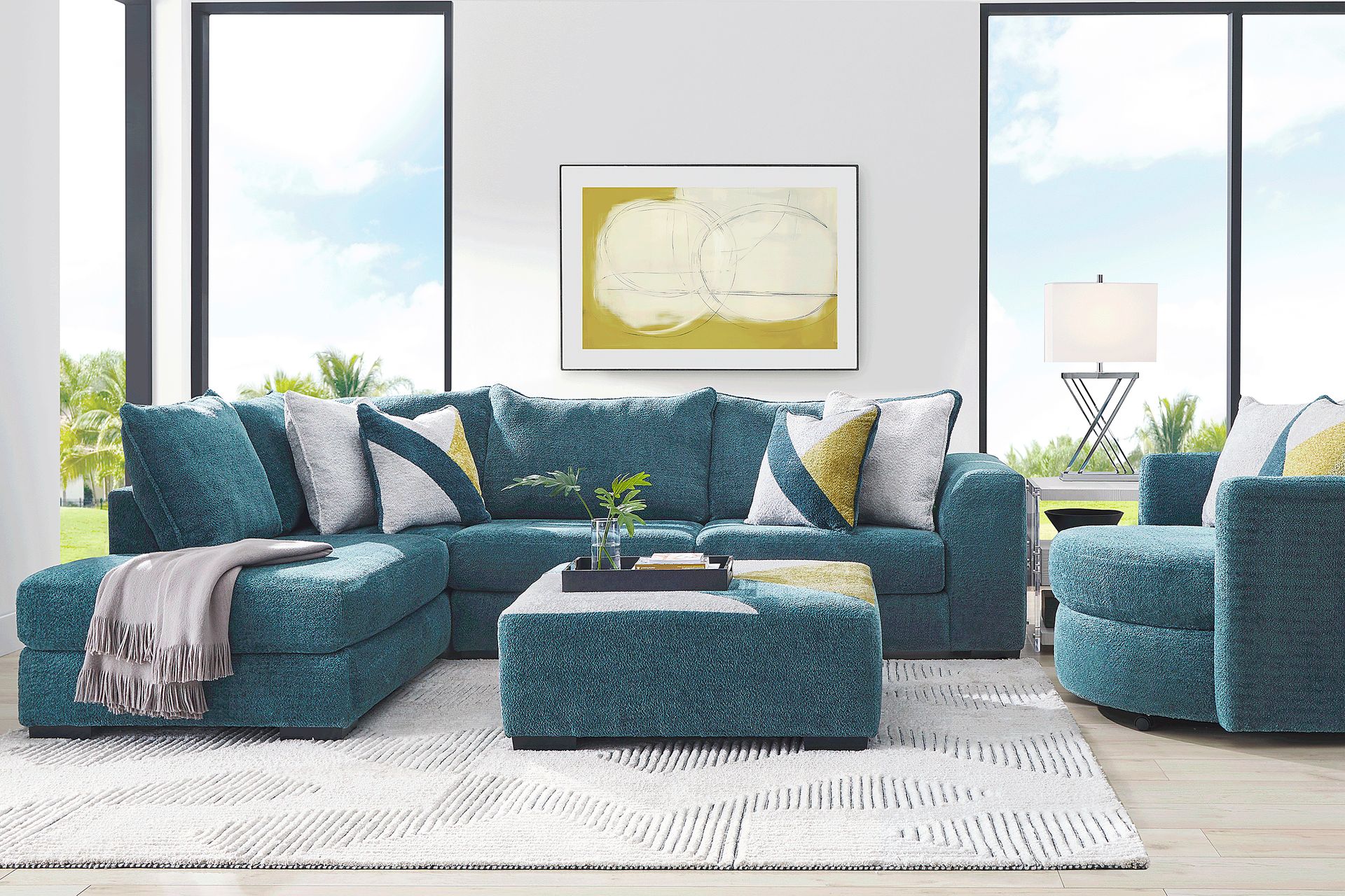 Perry Teal 6 Pc Sectional Living Room - Image 1