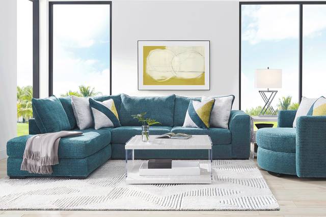Perry Teal 6 Pc Sectional Living Room - Thumbnail - Image 1