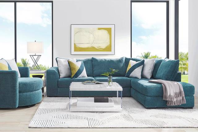 Perry Teal 6 Pc Sectional Living Room - Thumbnail - Image 1