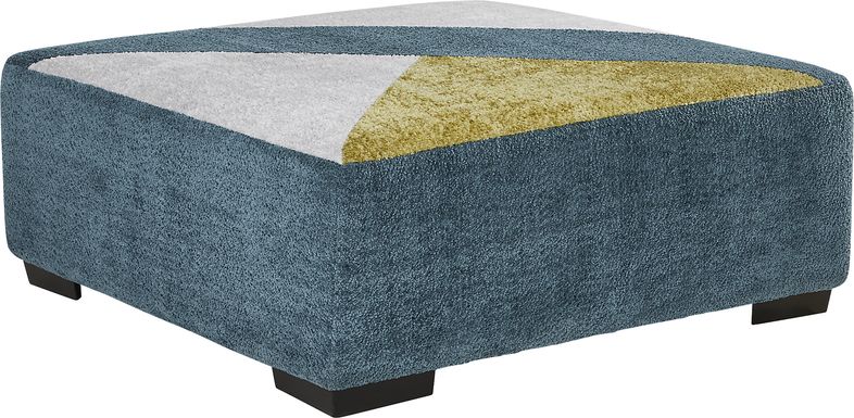 Perry Teal Pattern Cocktail Ottoman