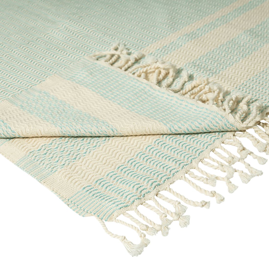 Petalwell Turquoise Throw Blanket - Thumbnail 3