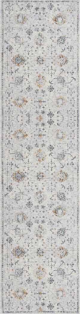 Petebora Gray/Multicolor 2'6 x 8' Runner Rug