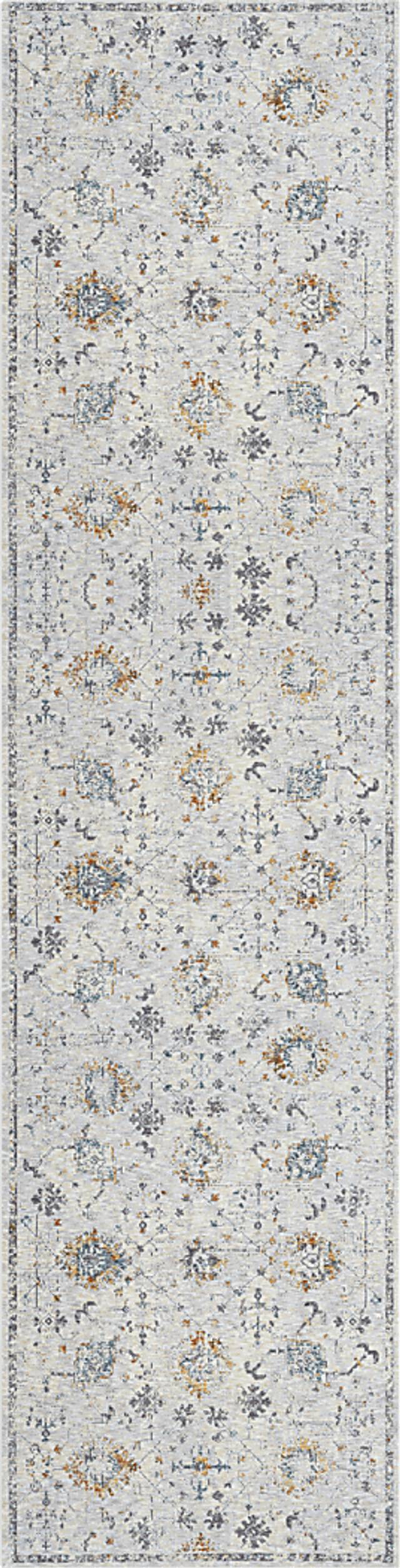 Petebora Gray/Multicolor 2'6 x 8' Runner Rug - Thumbnail - Image 1