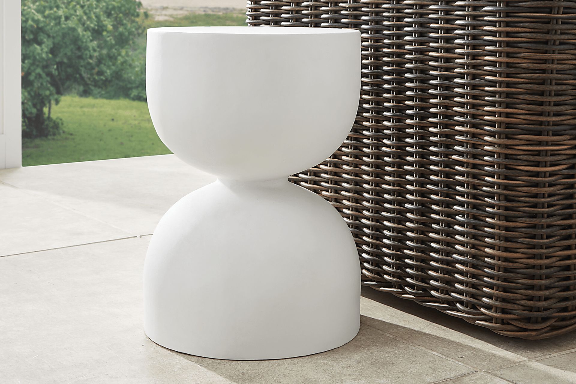 Petra White Outdoor End Table - Image 2