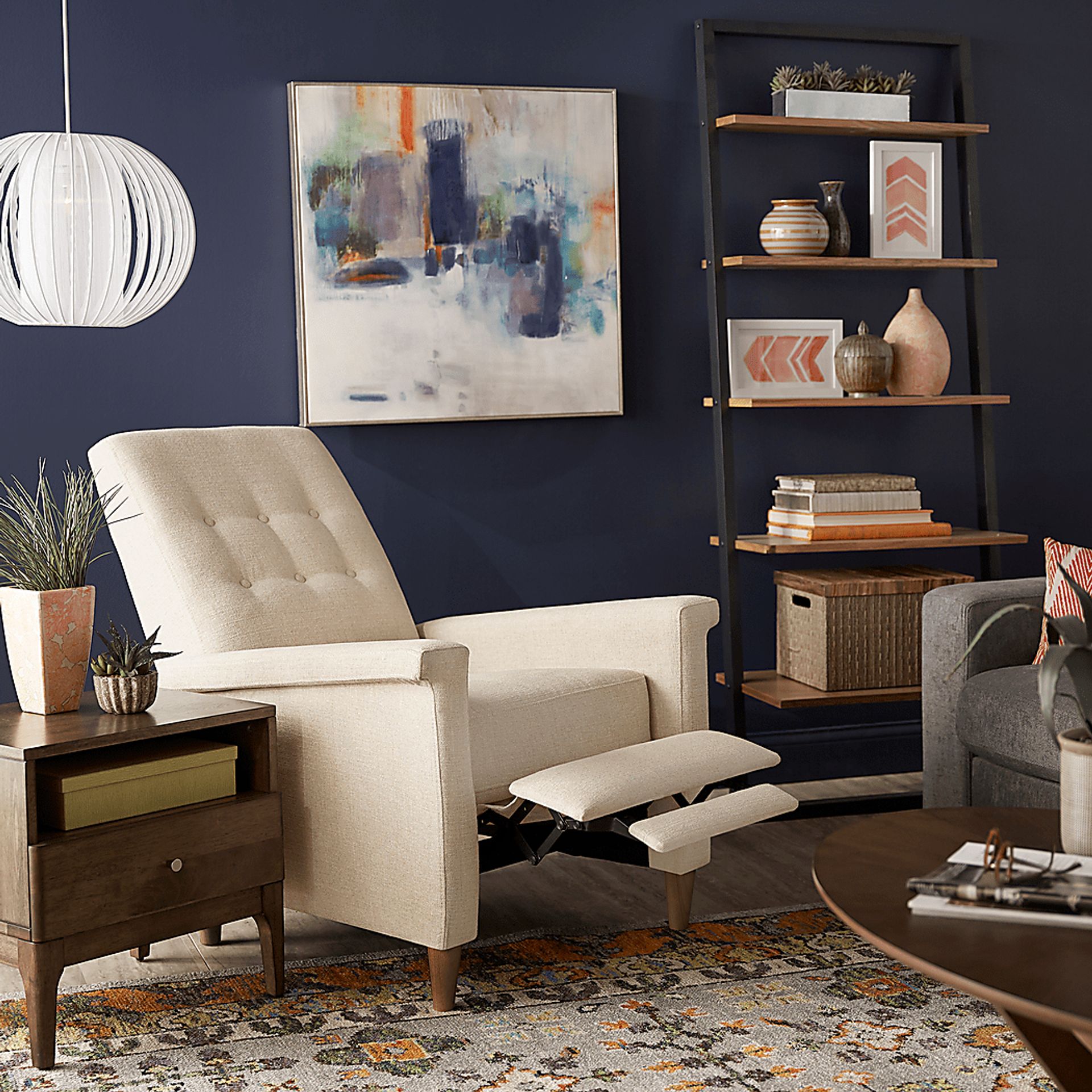 Petrelle Beige Pushback Recliner - Image 8