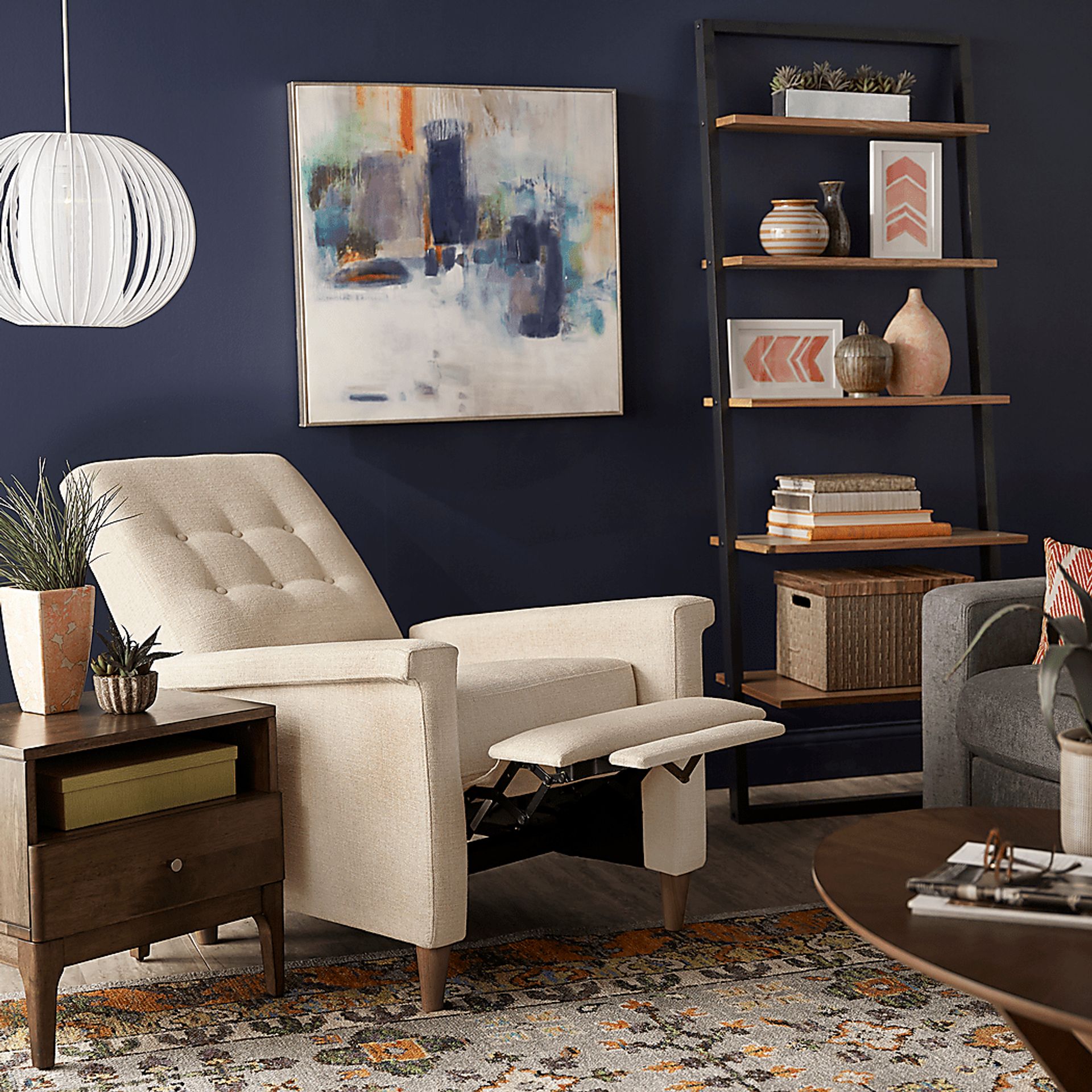 Petrelle Beige Pushback Recliner - Image 9