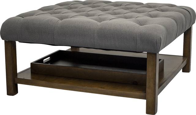 Pharlow Dark Gray Cocktail Ottoman - Thumbnail - Image 1