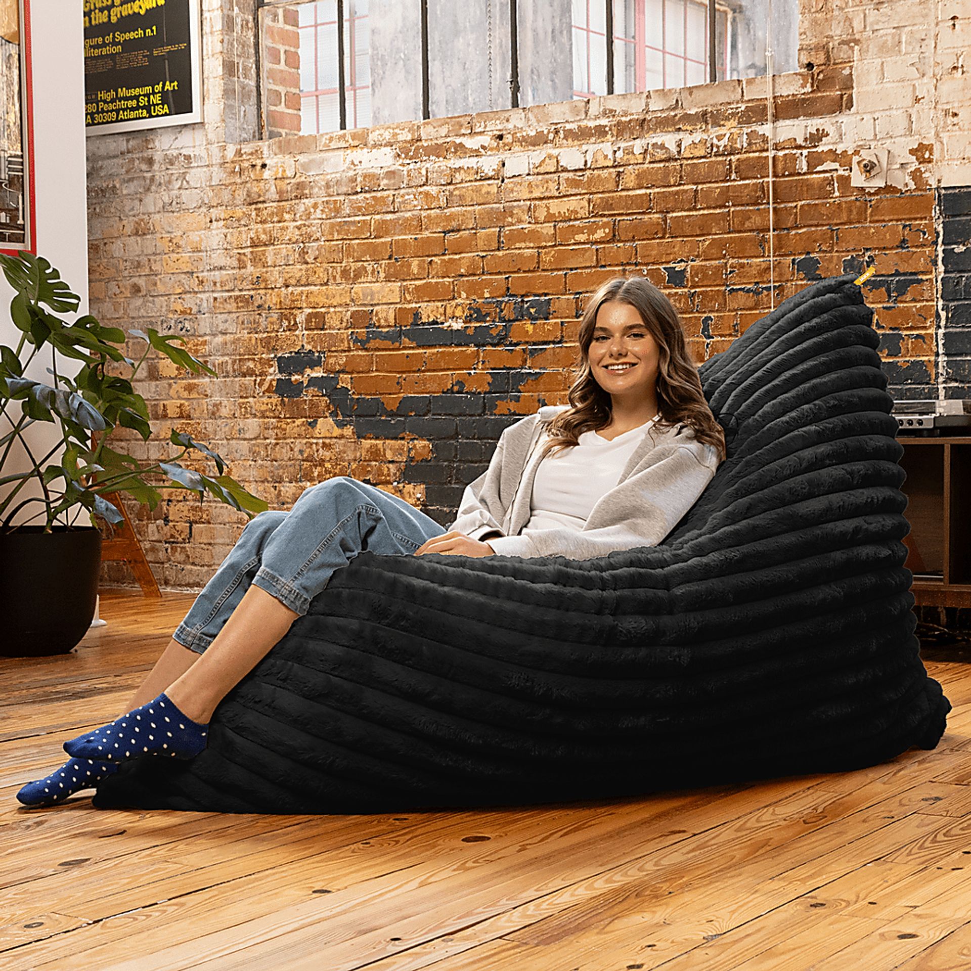 Pheosi I Black Bean Bag Accent Chair - Image 8