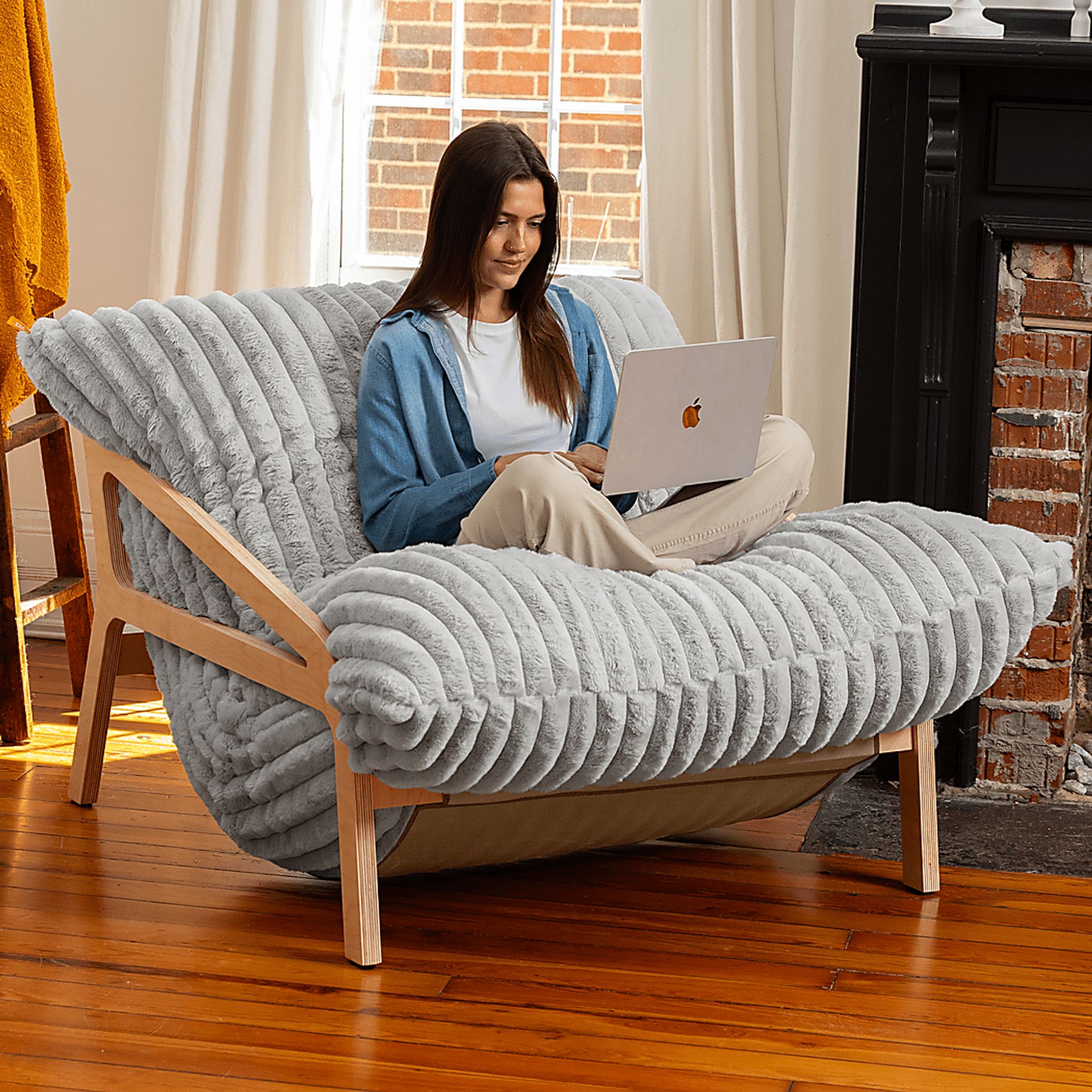 Pheosi I Gray Bean Bag Accent Chair - Image 4