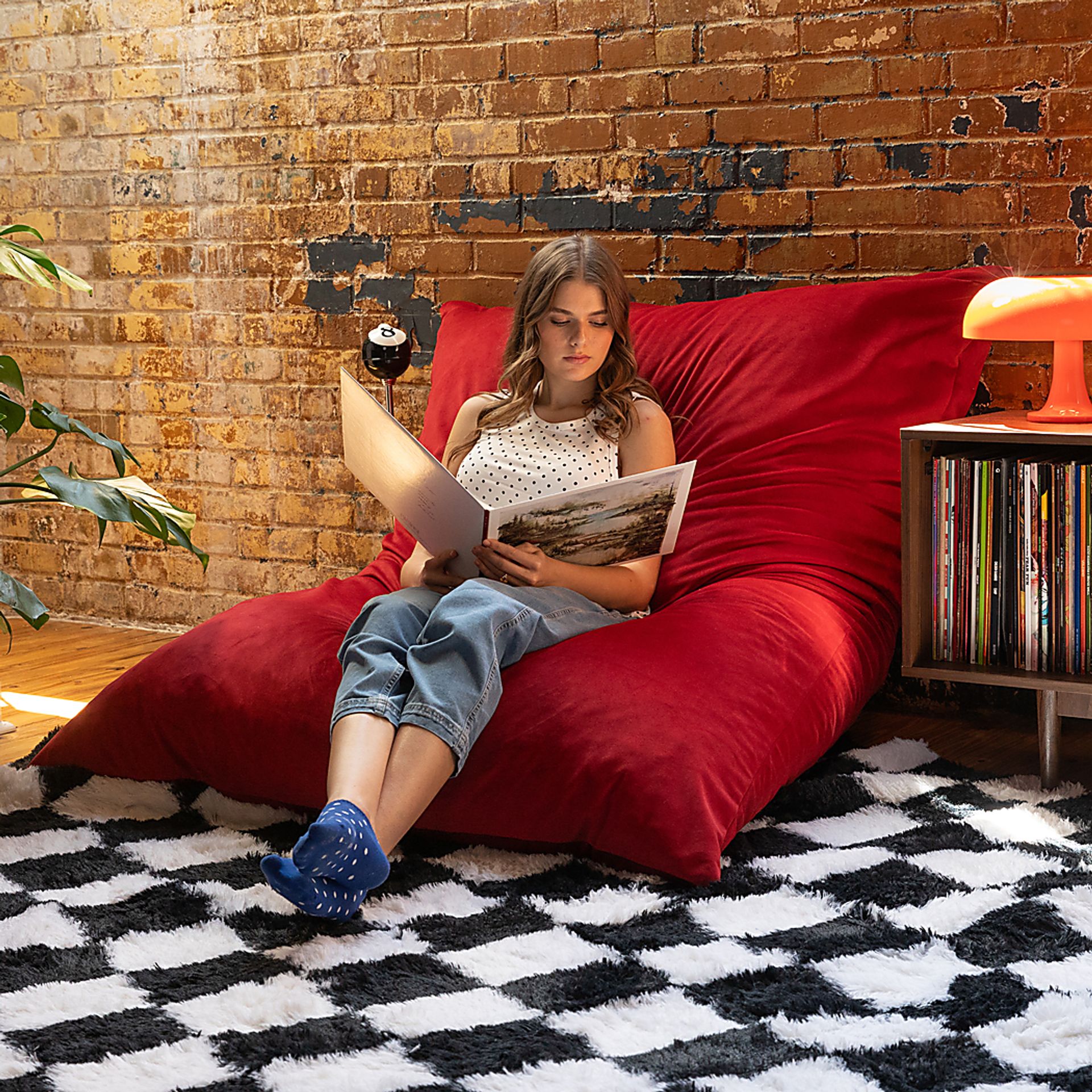 Pheosi II Red Bean Bag Accent Chair - Image 7