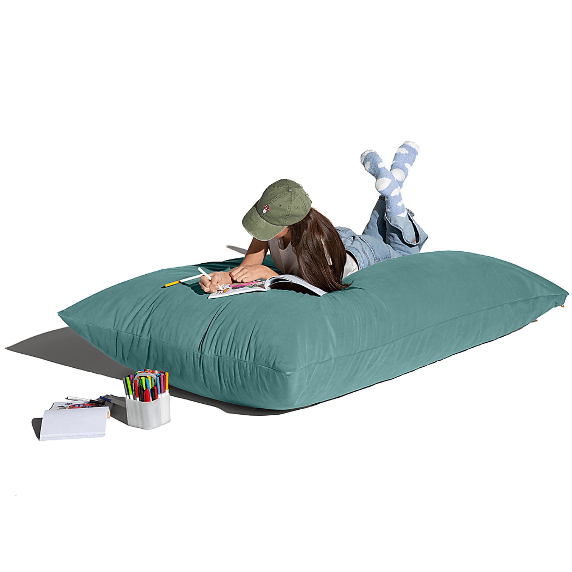 Pheosi II Turquoise Bean Bag Accent Chair - Image 2