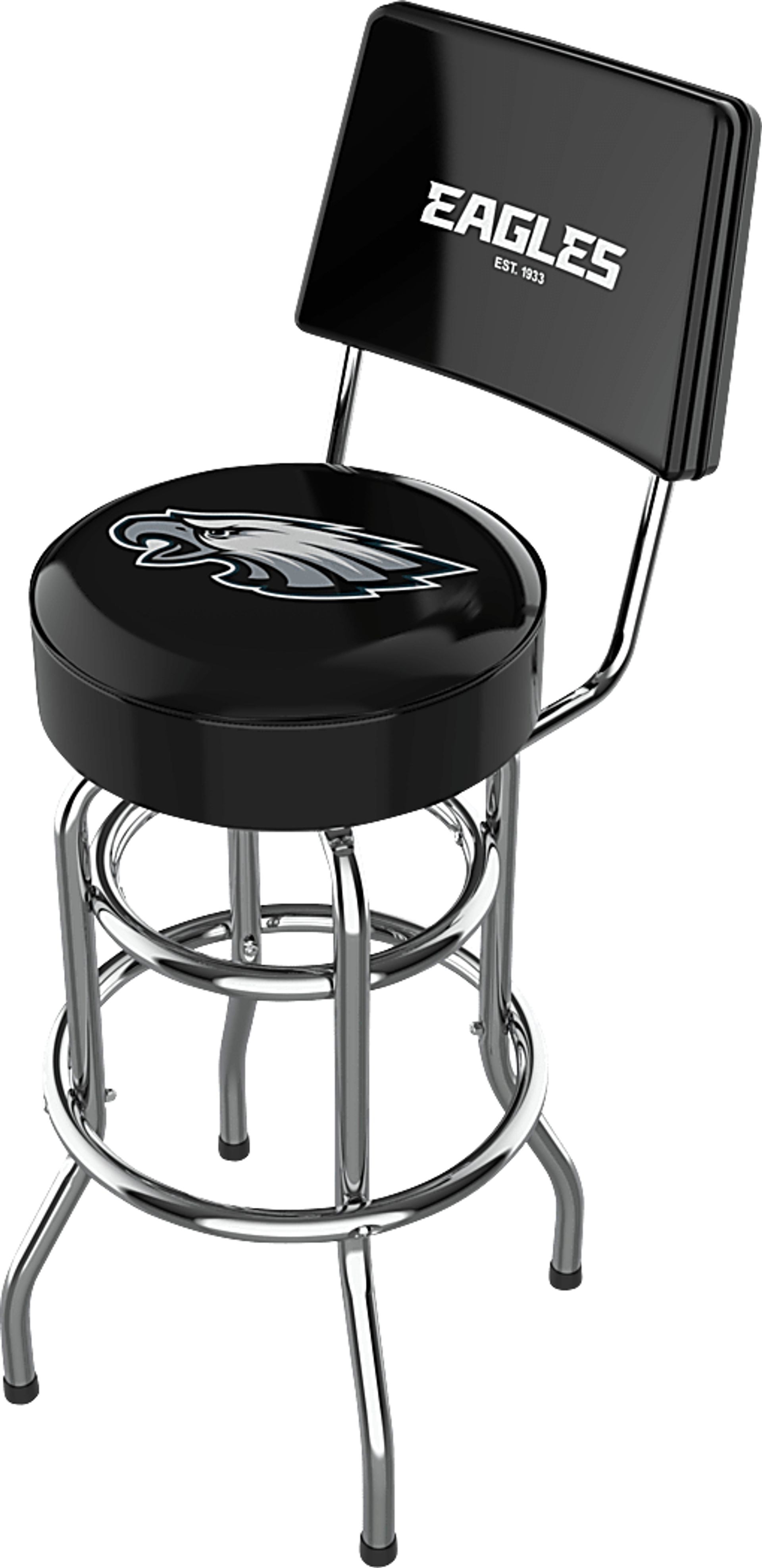 Philadelphia Eagles Black Swivel Barstool with Back - Image 1