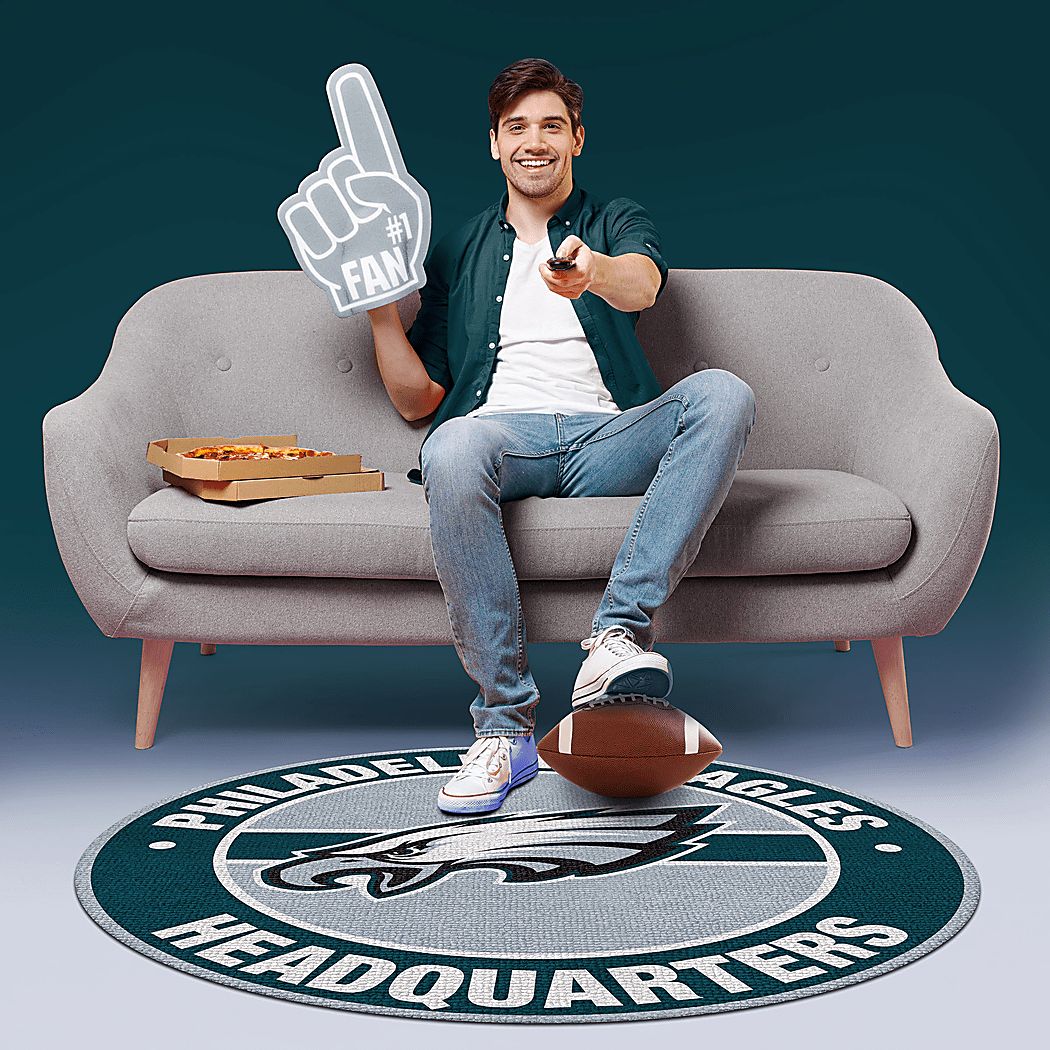 Philadelphia Eagles Green 5' Round Headquarters Rug - Thumbnail 2
