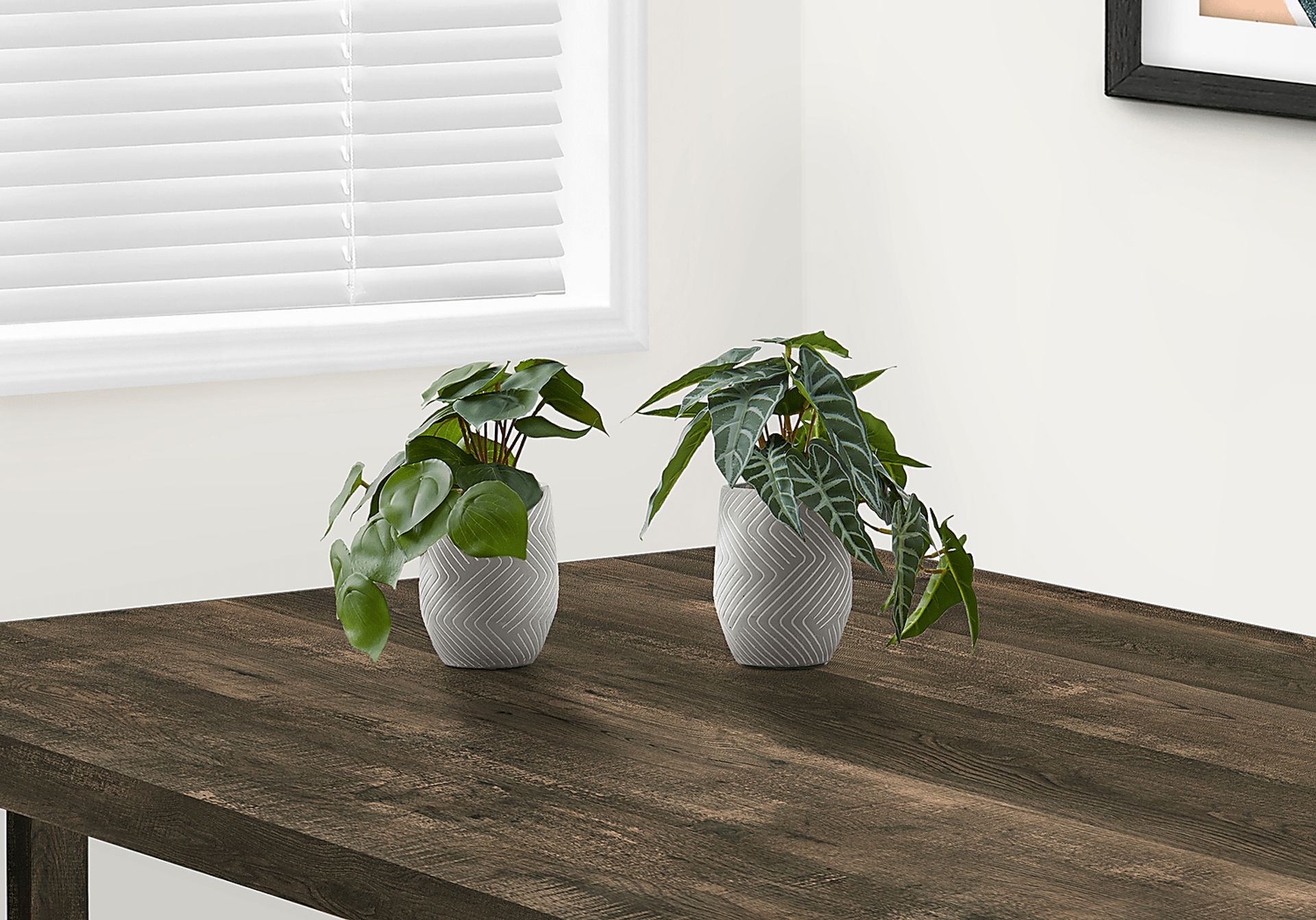 Phillyrea Green Artificial Alocasia Plant, Set of 2 - Image 2