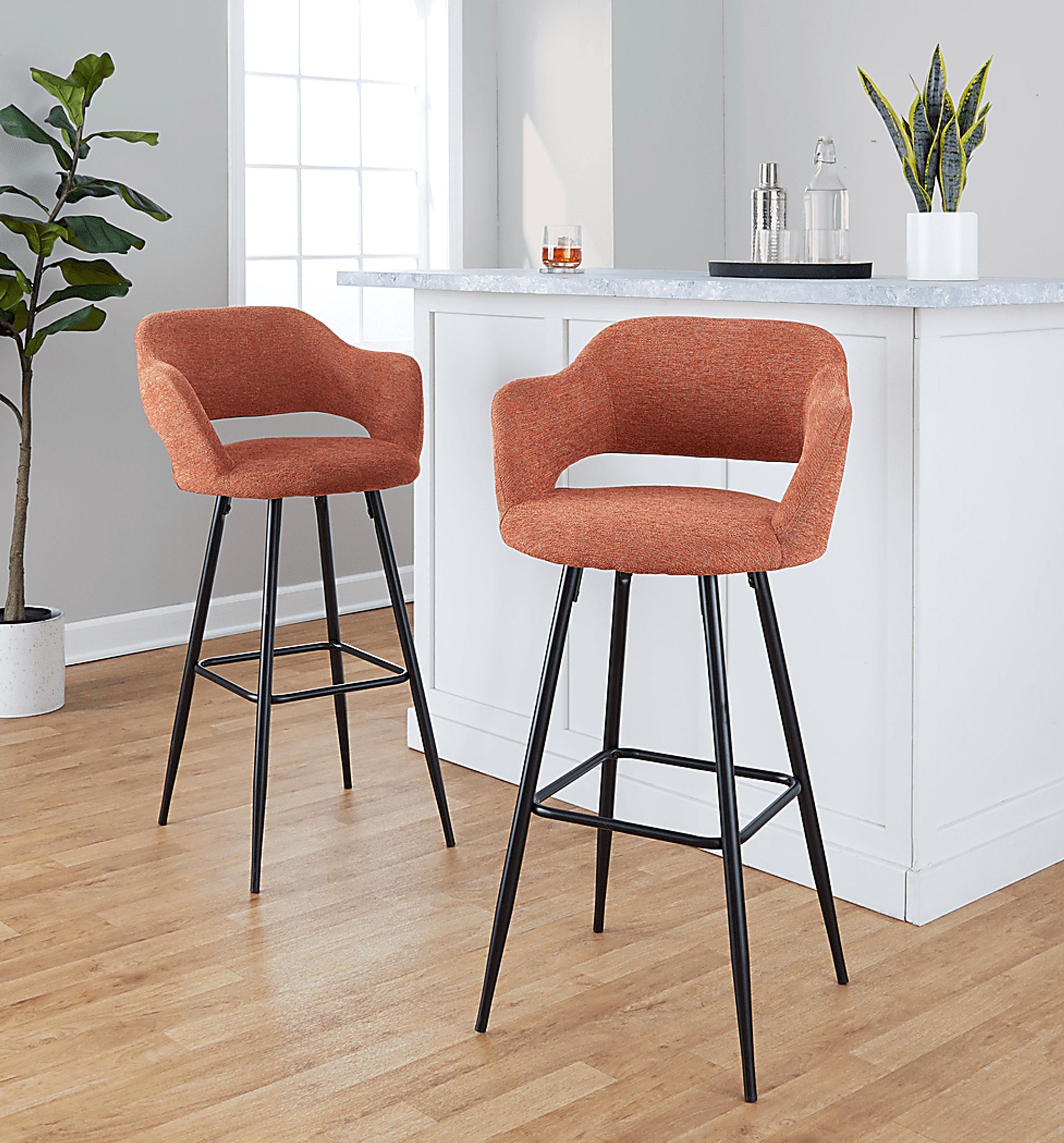 Phinizy Orange Barstool, Set of 2 - Image 2
