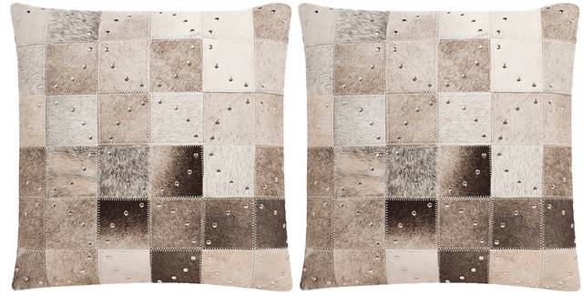 Phoebe Taupe Hide Accent Pillow (Set of 2) - Thumbnail - Image 1