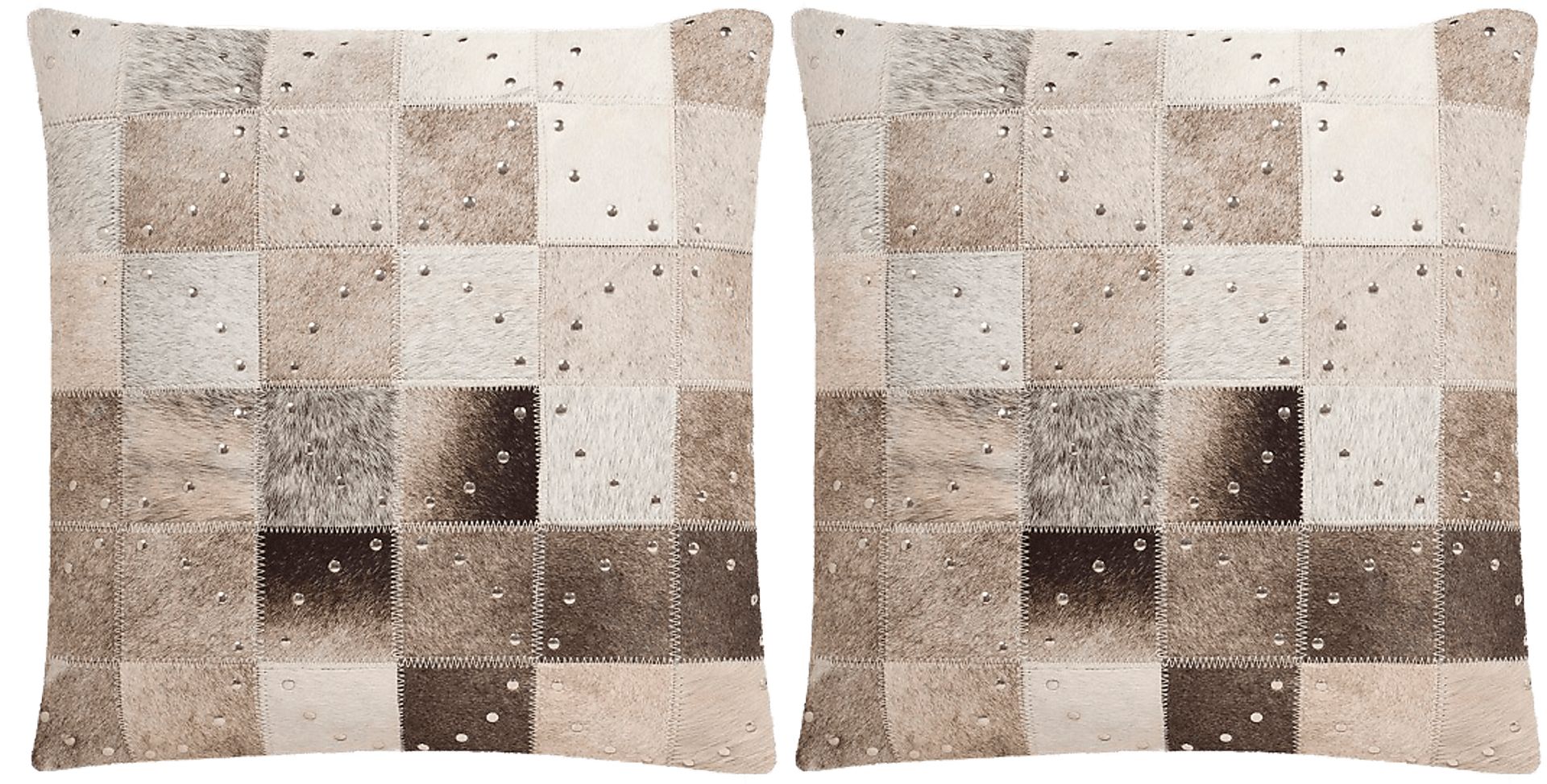 Phoebe Taupe Hide Accent Pillow (Set of 2) - Image 1