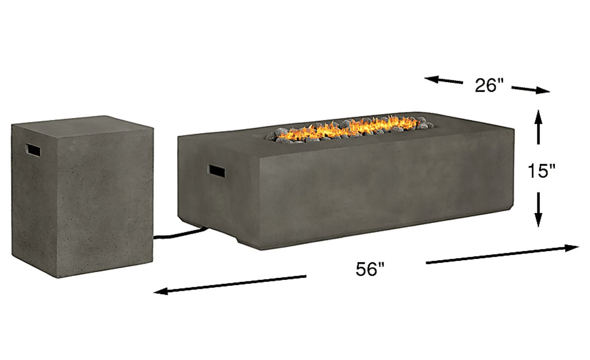 Phoenix Gray Concrete Outdoor Rectangle Fire Pit | Rooms to Go