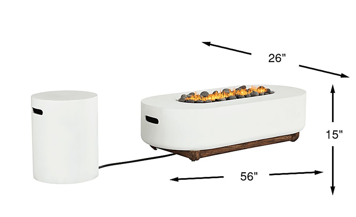 Phoenix White Concrete Outdoor Oval Fire Pit | Rooms to Go