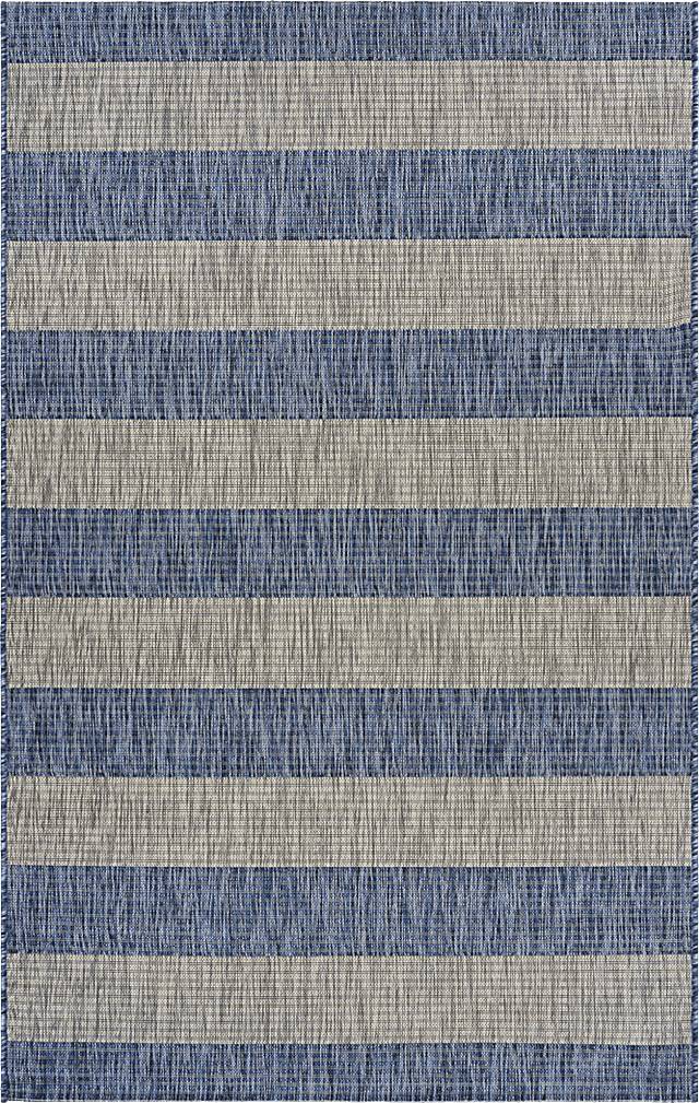 Picrane Navy/Gray 5' x 7' Indoor/Outdoor Rug - Thumbnail - Image 1