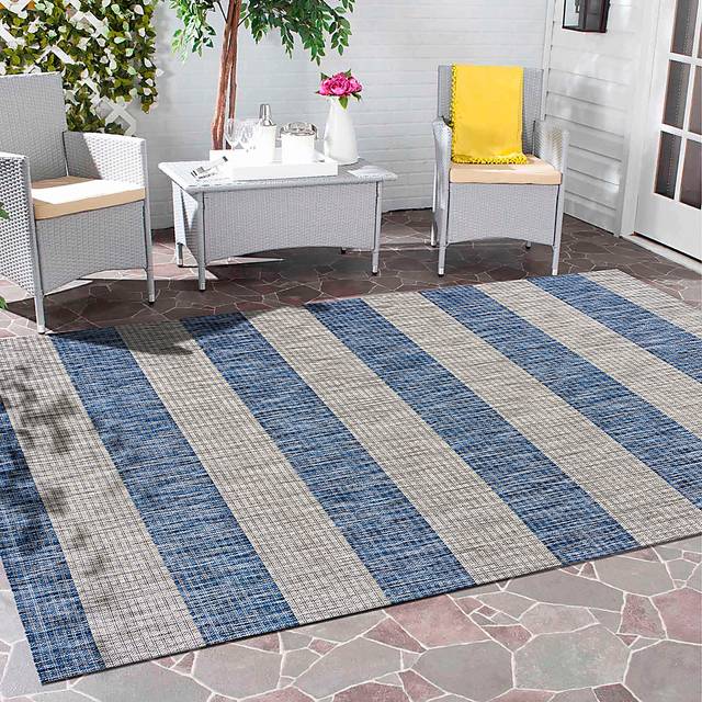 Picrane Navy/Gray 7'9 x 9'9 Indoor/Outdoor Rug - Thumbnail - Image 3