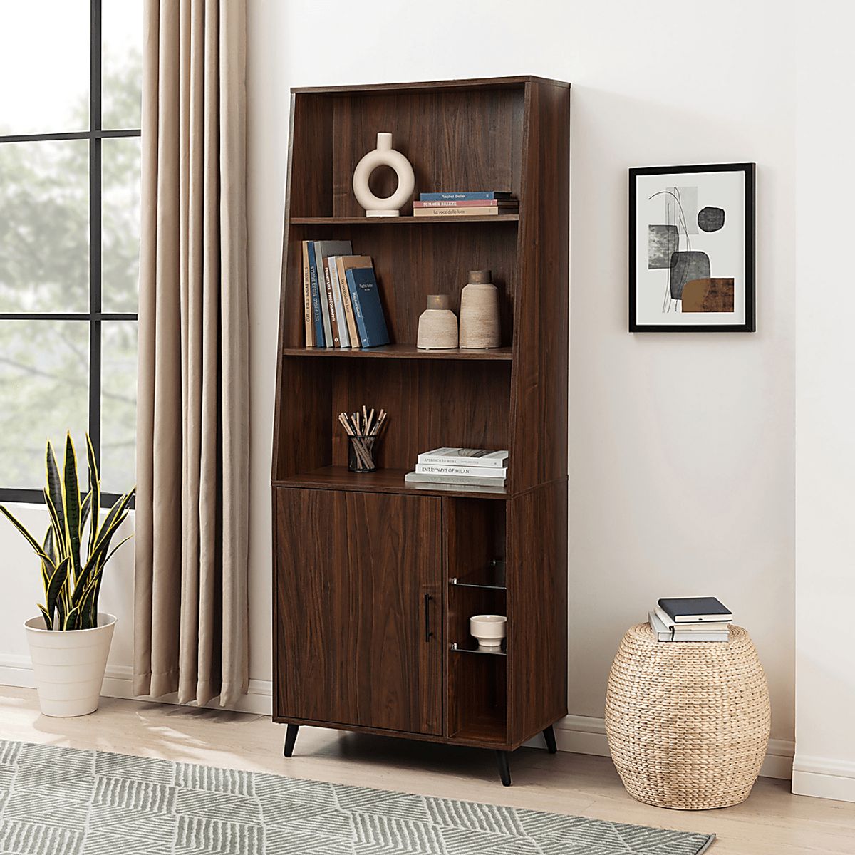 Pincay Walnut Dark Wood Bookcase | Rooms to Go
