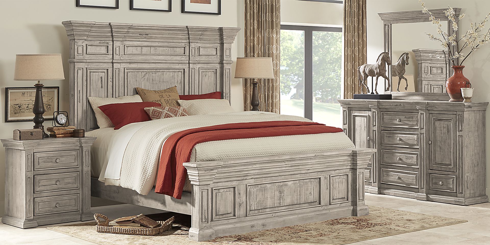 Pine Manor Gray 8 Pc King Panel Bedroom - Image 2