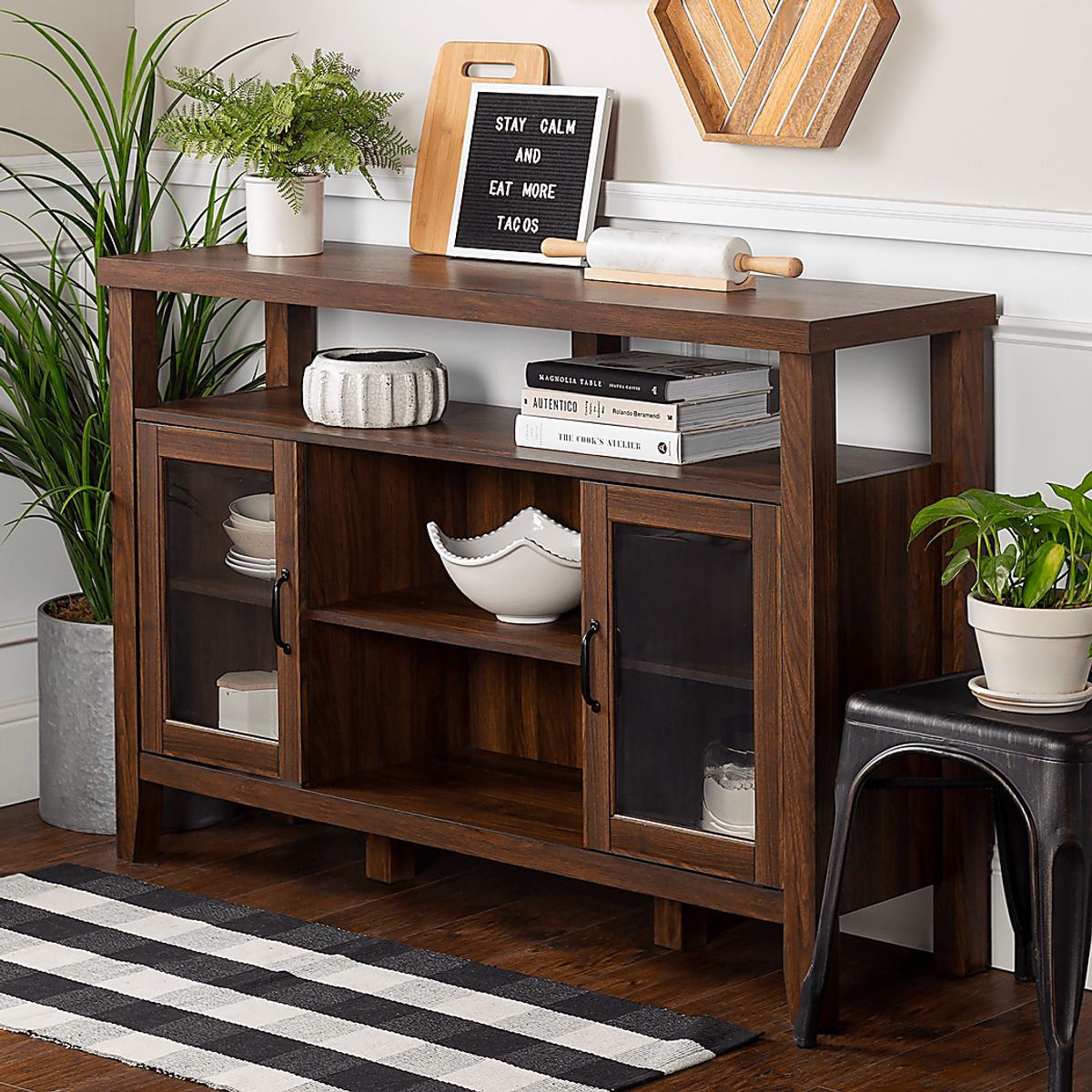Pinehigh Walnut Dark Wood Server | Rooms to Go