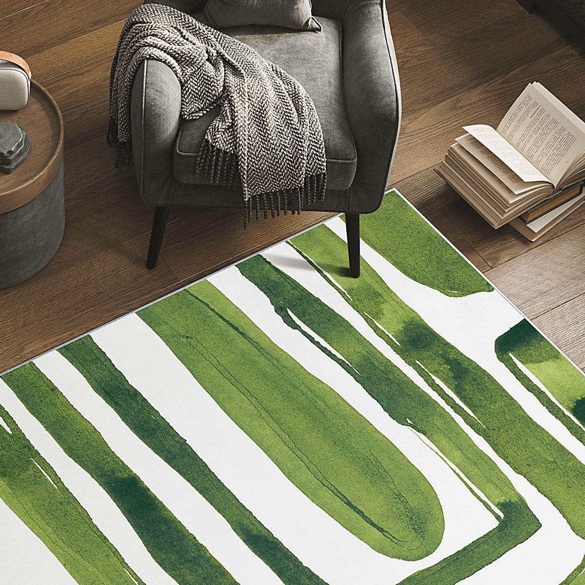 Pinerest Green,Off-White Beige,Green,White Rugs | Rooms to Go